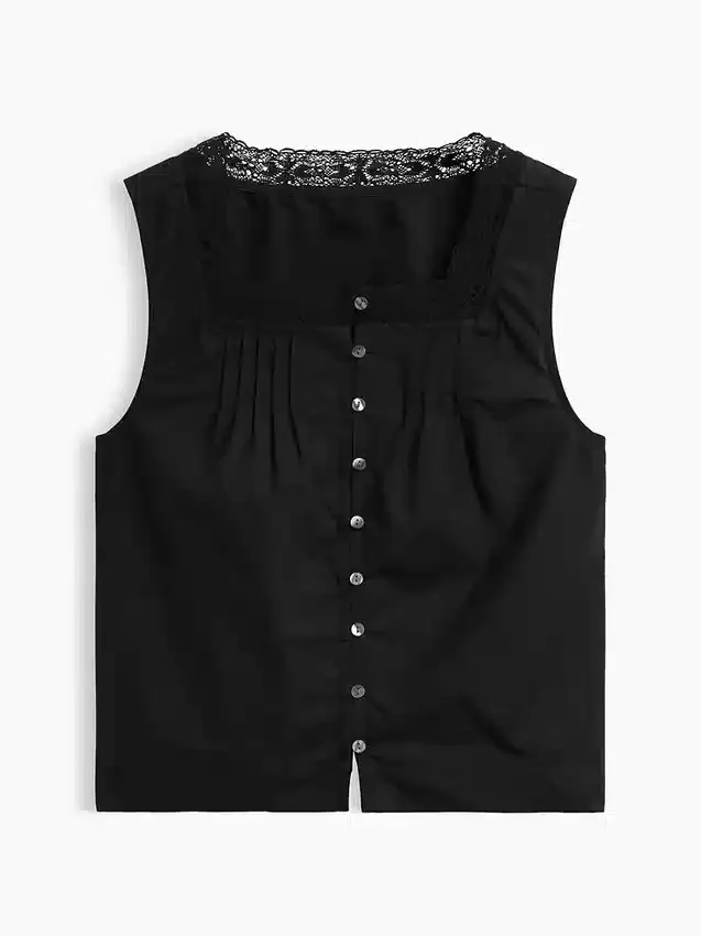 Popeline tanktop met plooitjes
