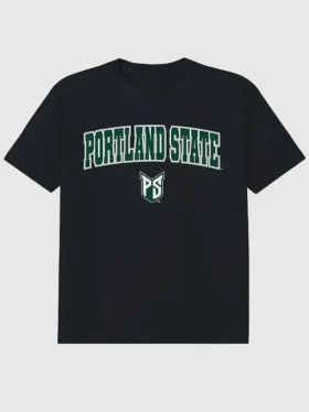 Portland State University Arch Logo, zwart T-shirt met afbeelding