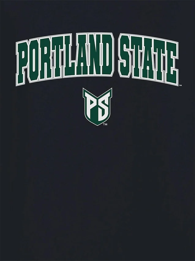 Portland State University Arch Logo, zwart T-shirt met afbeelding