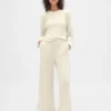 Pyjama-broek met wafelpatroon en wijde pijpen