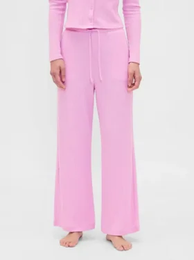 Pyjama-broek met wafelpatroon en wijde pijpen