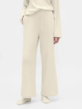 Pyjama-broek met wafelpatroon en wijde pijpen
