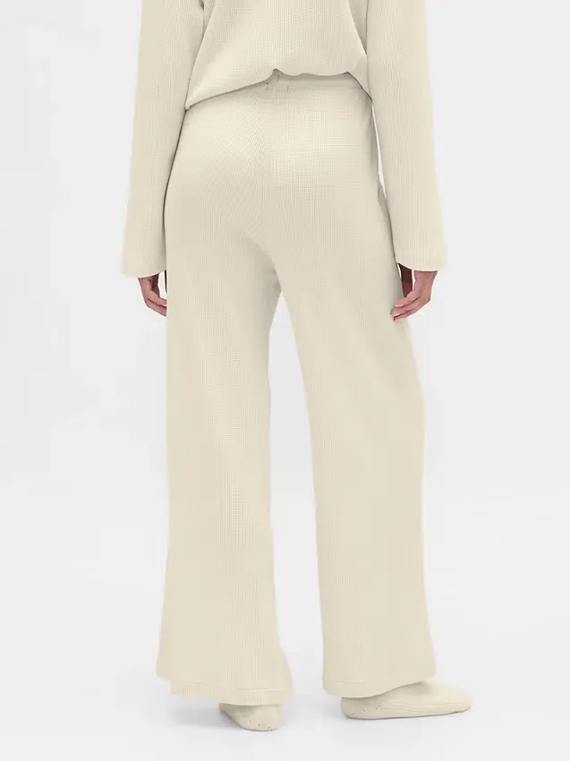 Pyjama-broek met wafelpatroon en wijde pijpen