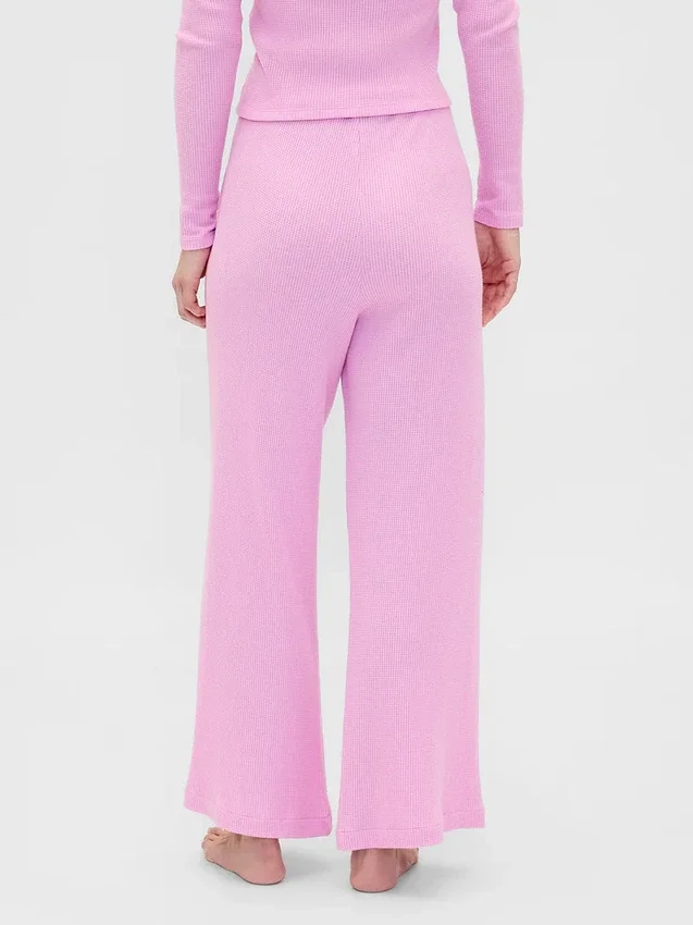 Pyjama-broek met wafelpatroon en wijde pijpen