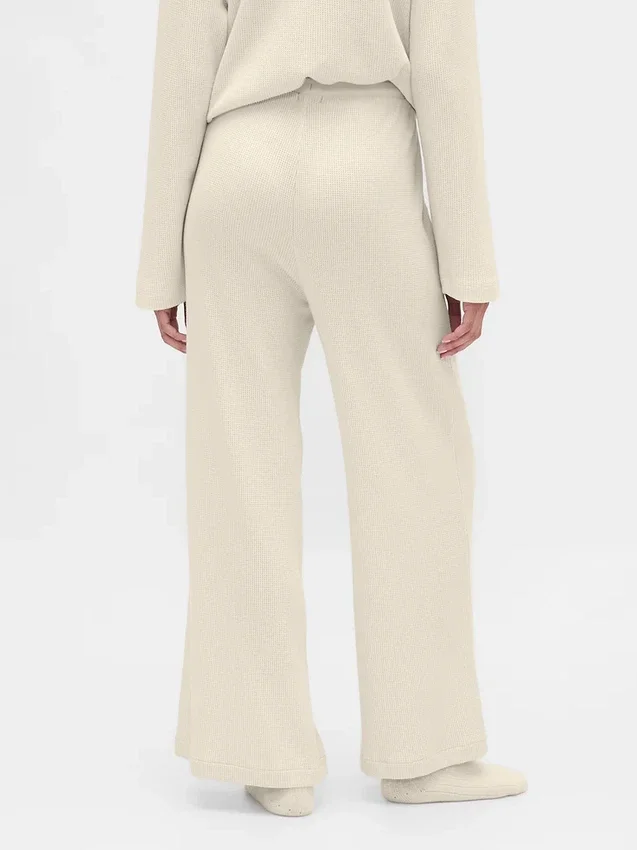 Pyjama-broek met wafelpatroon en wijde pijpen