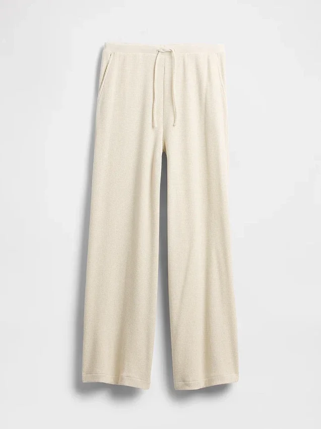 Pyjama-broek met wafelpatroon en wijde pijpen