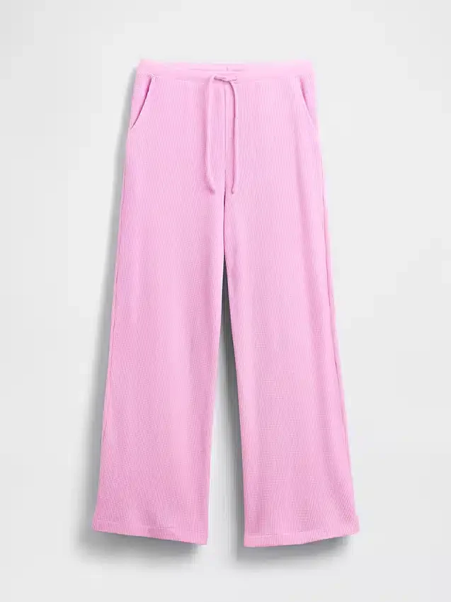 Pyjama-broek met wafelpatroon en wijde pijpen