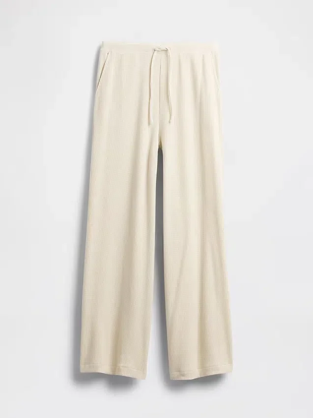 Pyjama-broek met wafelpatroon en wijde pijpen
