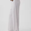 Pyjama-broek van linnenmix met kanten zoom