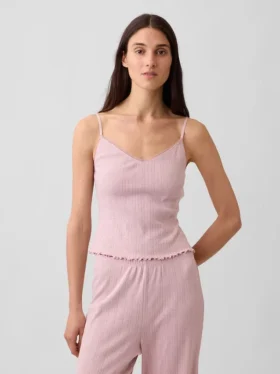 Pyjama-cami met pointelle-rand