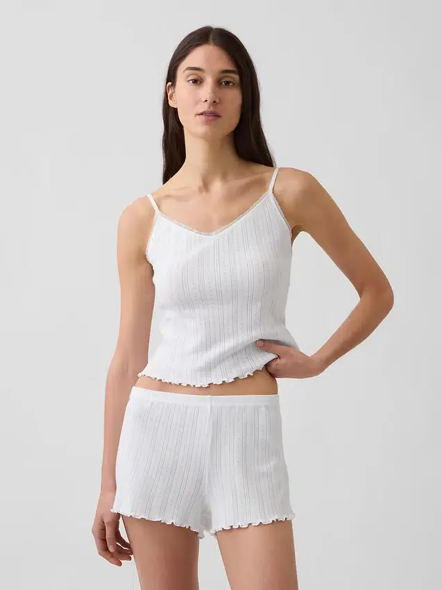 Pyjama-cami met pointelle-rand