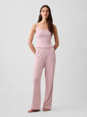 Pyjama-cami met pointelle-rand