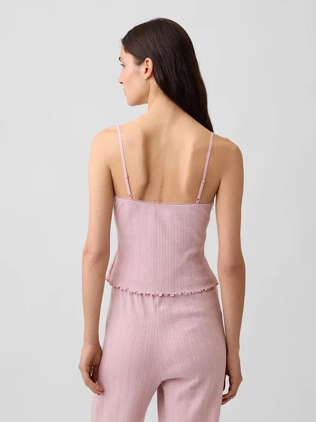 Pyjama-cami met pointelle-rand