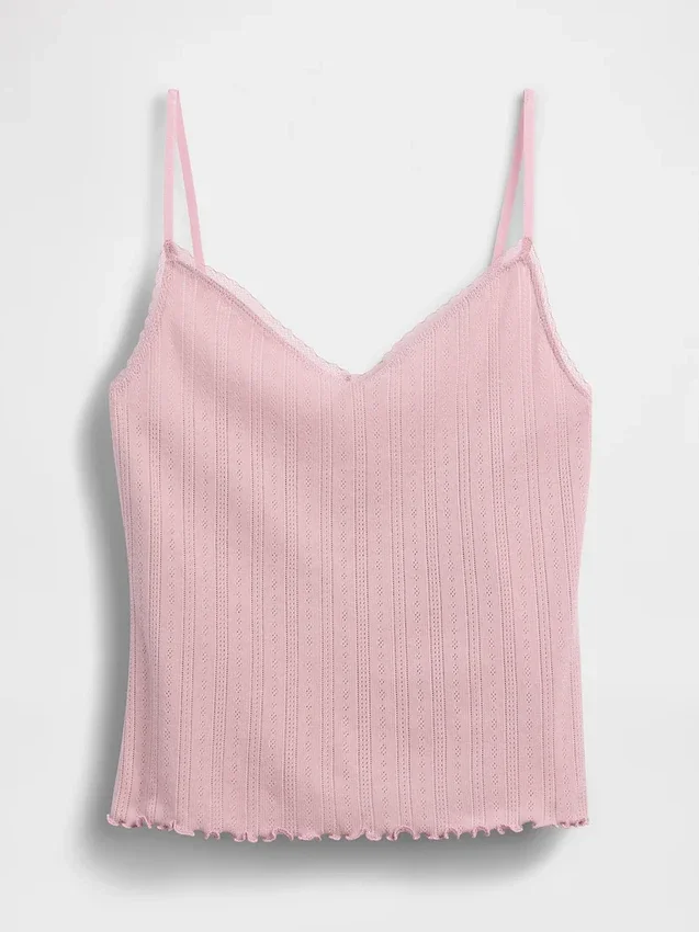 Pyjama-cami met pointelle-rand