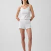 Pyjama-korte broek met pointelle-patroon en gekrulde zoom