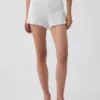 Pyjama-korte broek met pointelle-patroon en gekrulde zoom