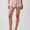 Pyjama-korte broek met pointelle-patroon en gekrulde zoom