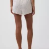 Pyjama-korte broek met pointelle-patroon en gekrulde zoom