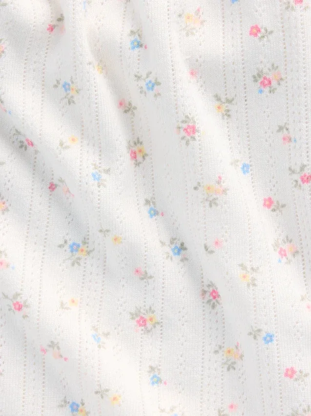 Pyjama-korte broek met pointelle-patroon en gekrulde zoom