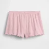 Pyjama-korte broek met pointelle-patroon en gekrulde zoom