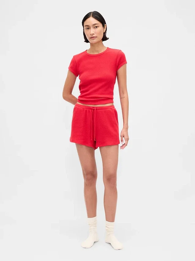 Pyjama-korte broek met wafelstructuur