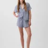 Pyjama-korte broek van gekreukelde gaas