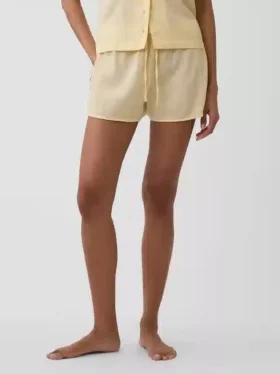Pyjama-korte broek van gekreukelde gaas