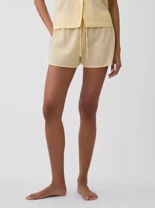 Pyjama-korte broek van gekreukelde gaas