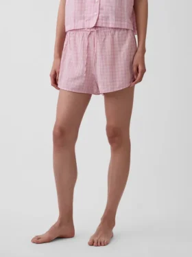 Pyjama-korte broek van gekreukelde gaas