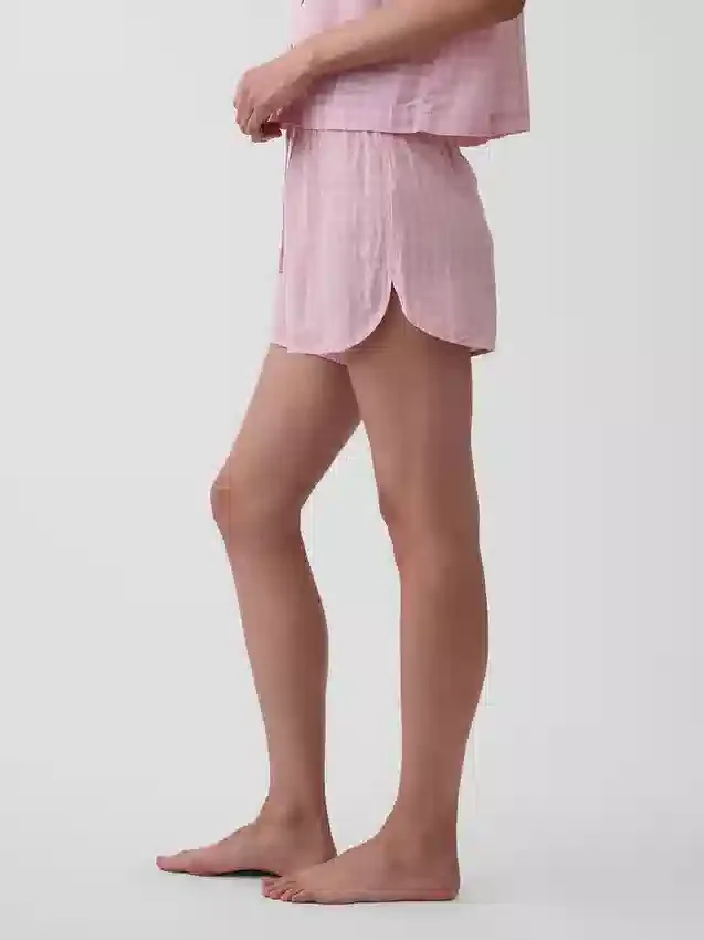 Pyjama-korte broek van gekreukelde gaas