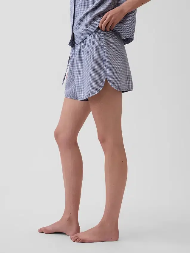 Pyjama-korte broek van gekreukelde gaas