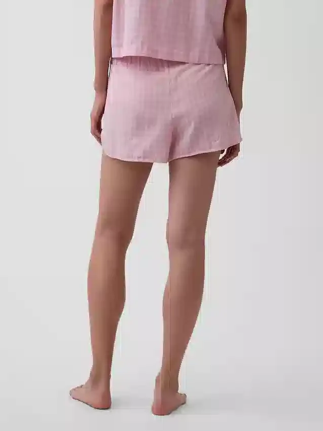 Pyjama-korte broek van gekreukelde gaas