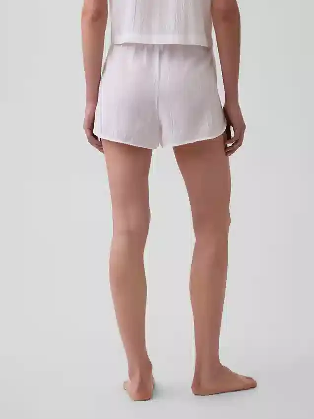 Pyjama-korte broek van gekreukelde gaas