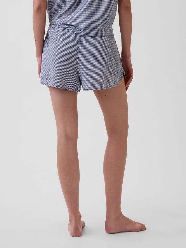 Pyjama-korte broek van gekreukelde gaas
