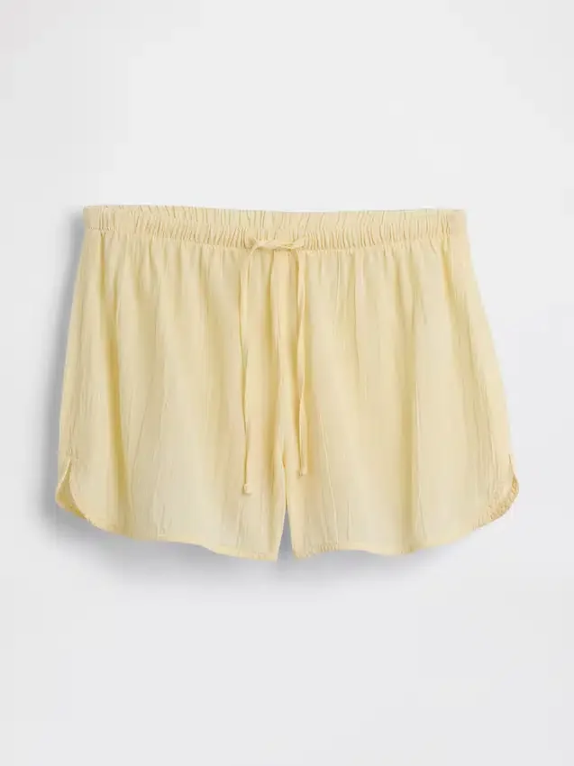 Pyjama-korte broek van gekreukelde gaas