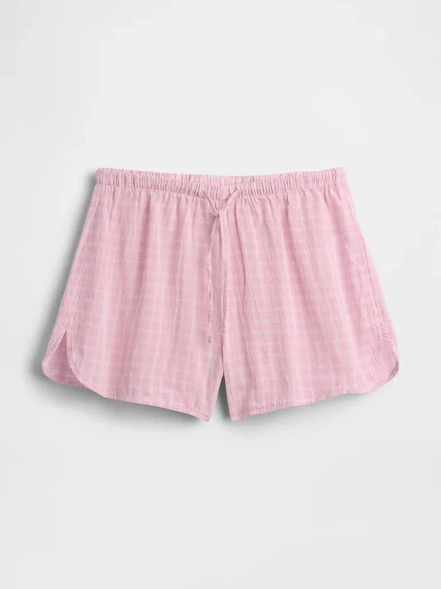 Pyjama-korte broek van gekreukelde gaas