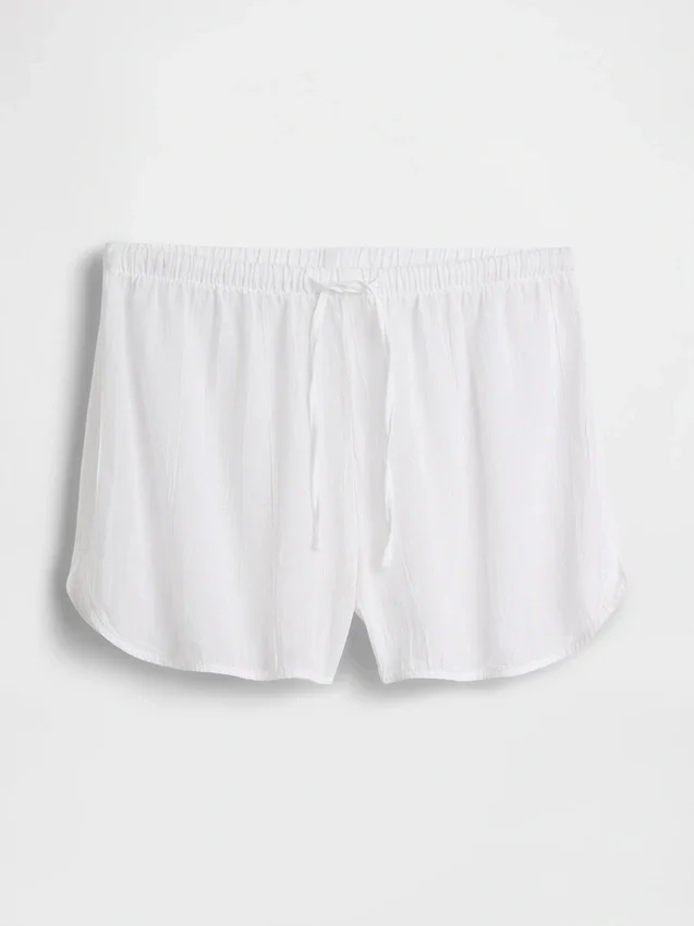 Pyjama-korte broek van gekreukelde gaas