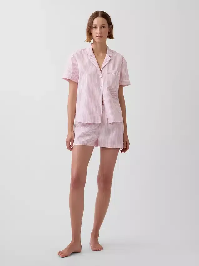 Pyjama-korte broek van popeline