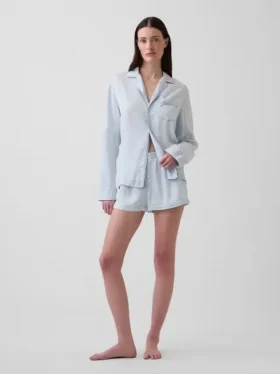 Pyjama-korte broek van popeline