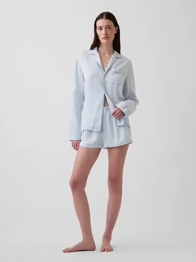 Pyjama-korte broek van popeline