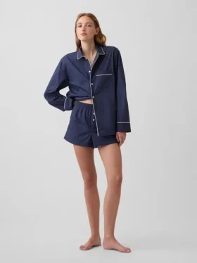 Pyjama-korte broek van popeline