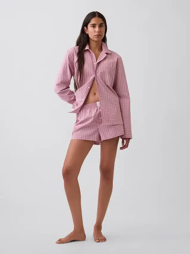 Pyjama-korte broek van popeline