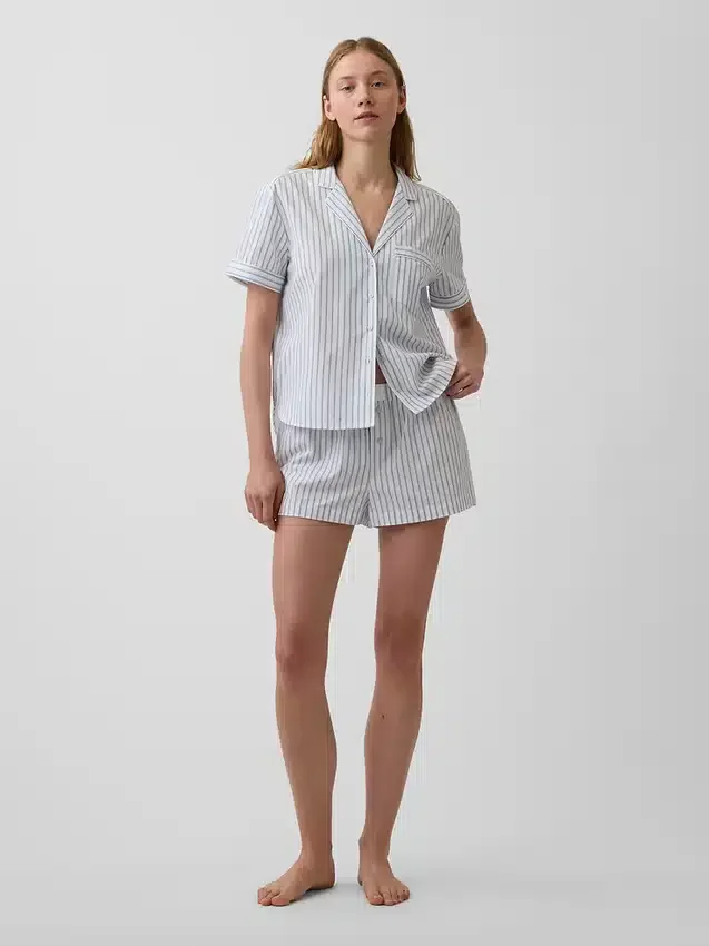 Pyjama-korte broek van popeline