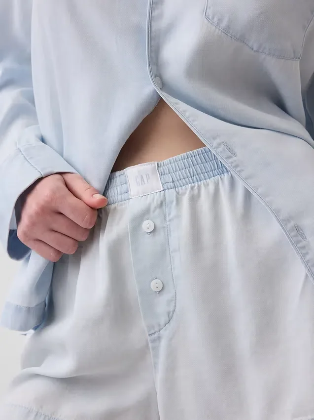 Pyjama-korte broek van popeline