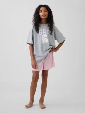Pyjama-korte broeken voor kinderen van gerecycled pointelle