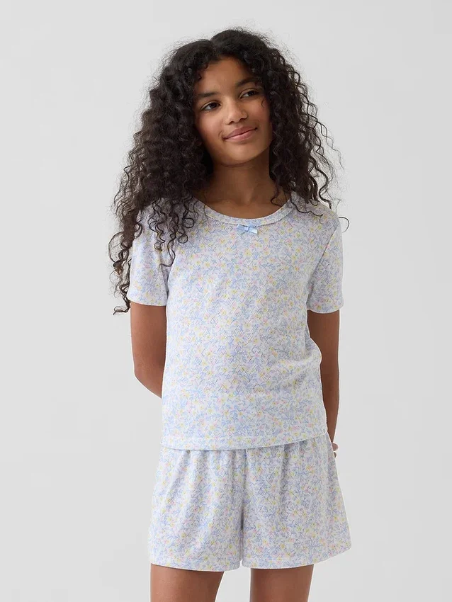 Pyjama-korte broeken voor kinderen van gerecycled pointelle