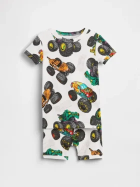 Pyjama-set met korte broeken voor kinderen en baby’s van biologisch geborsteld katoen met Hot Wheels-motief