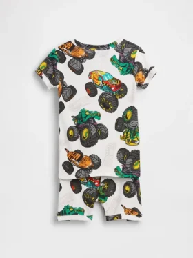 Pyjama-set met korte broeken voor kinderen en baby’s van biologisch geborsteld katoen met Hot Wheels-motief