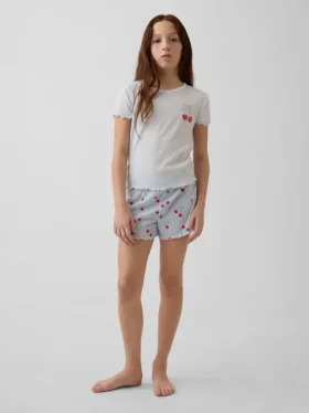 Pyjama-set met korte broeken voor kinderen van gerecycled ribbreisel