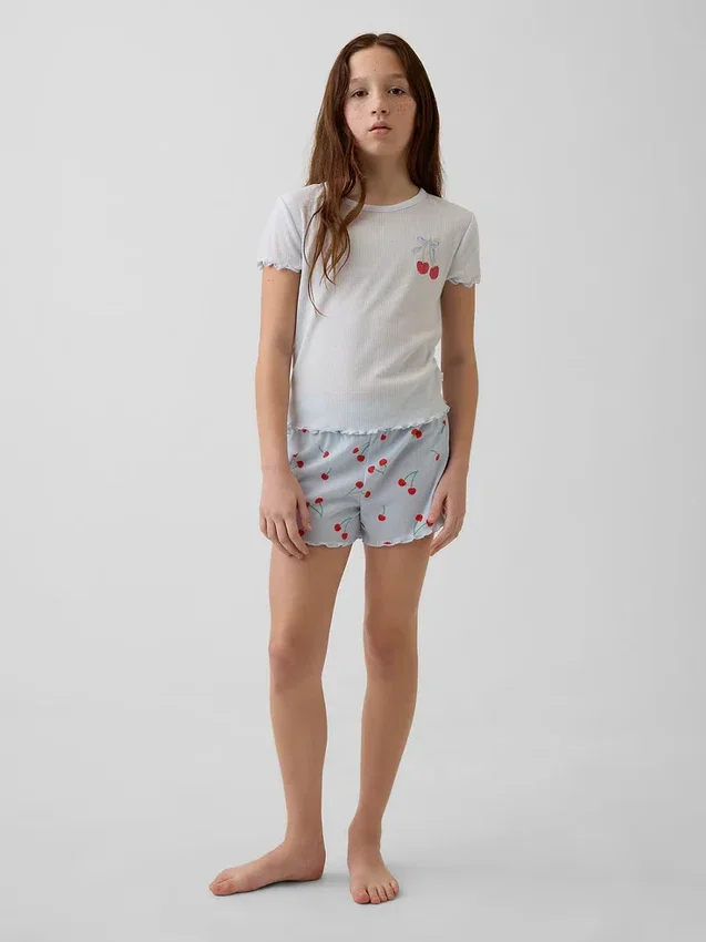 Pyjama-set met korte broeken voor kinderen van gerecycled ribbreisel